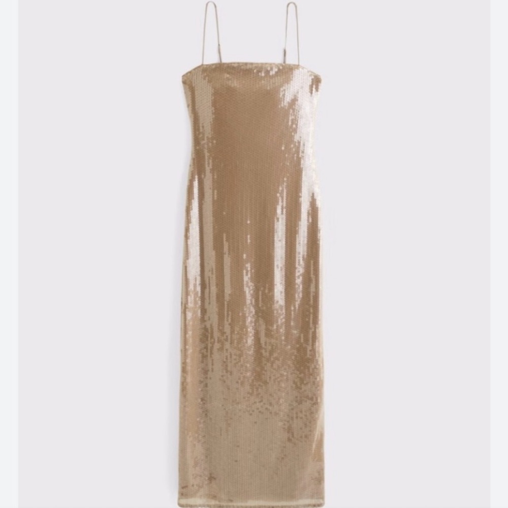 Abercrombie & Fitch Gold Sequin Midi Dress